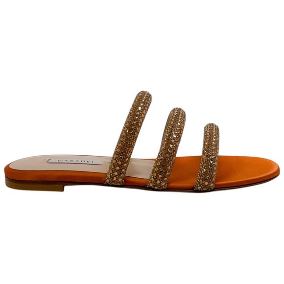 Casadei Honey Topaz Satin Stratosphere Sandals - Picture 2 of 10